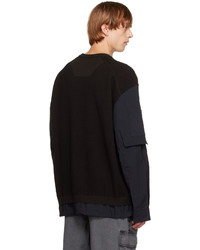 Juun.J Black Woven Sleeve Sweater