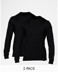 Asos Brand Cotton Crew Neck Sweater 2 Pack Save 17%