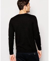 Asos Brand Crew Sweater In Merino Wool Mix