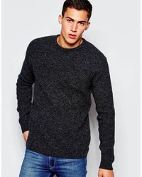 Asos Brand Lambswool Rich Sweater With All Over Rib