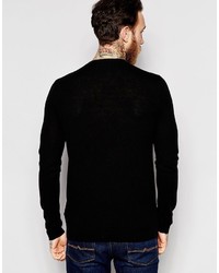 Asos Brand Merino Wool Crew Neck Sweater In Black