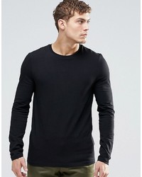 Asos Brand Muscle Long Sleeve T Shirt With Crew Neck In Black