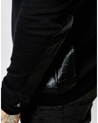 Asos Brand Sweater With Leather Look Side Panel