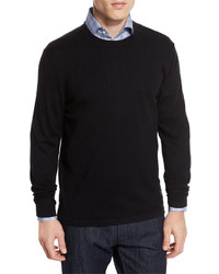 Neiman Marcus Cashmere Silk Crewneck Sweater Black