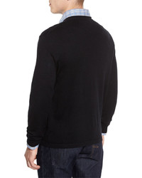 Neiman Marcus Cashmere Silk Crewneck Sweater Black