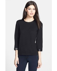 Classiques Entier Bella Lana Leather Trim Sweater Black X Large