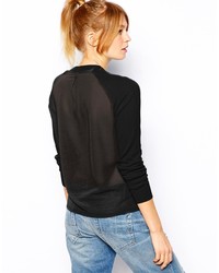 Asos Collection Sweater With V Neck And Sheer Back