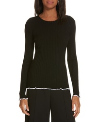 Milly Contrast Edge Pullover Sweater