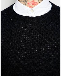 Lee Crew Knit Sweater Raglan Chunky Textured