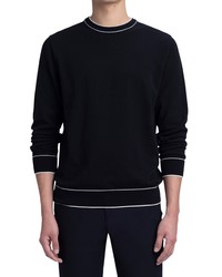Bugatchi Crewneck Cotton Blend Sweater In Black At Nordstrom