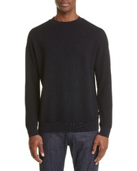 Emporio Armani Crewneck Cotton Sweater In Solid Black At Nordstrom