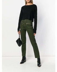 T by Alexander Wang Cropped Boat Neck Jumper