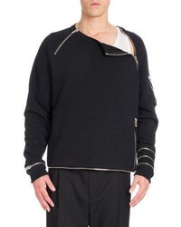 Givenchy Cuban Asymmetric Zip Off Sweatshirt Black
