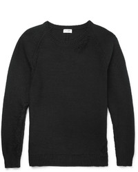 Saint Laurent Distressed Cotton Blend Sweater