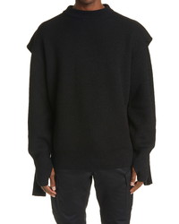 Balenciaga Drape Back Rib Wool Sweater