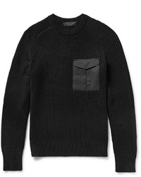 rag & bone Elijah Shell Trimmed Ribbed Cotton And Wool Blend Sweater