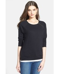 Halogen Zip Detail Lightweight Sweatshirt Black Small