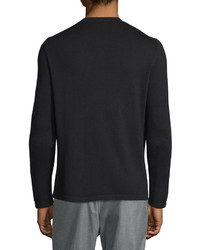 Vince Jersey Long Sleeve Crewneck Sweater Black
