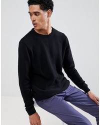 Pull&Bear Jumper With Waffle Texture In Black