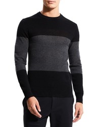 Theory Kamren Colorblock Merino Wool Crewneck Sweater In Blackpestle At Nordstrom