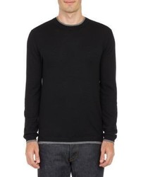 Barneys New York Layered Pullover Sweater Black