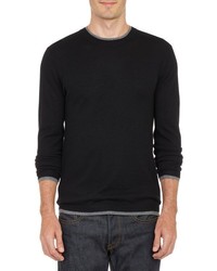 Barneys New York Layered Pullover Sweater Black