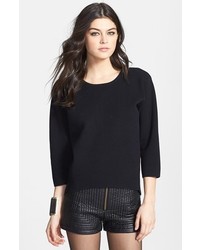 Leith Structured Cotton Blend Pullover Black Small