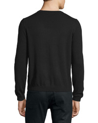 Just Cavalli Long Sleeve Crewneck Wool Sweater Black