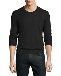 Just Cavalli Long Sleeve Crewneck Wool Sweater Black