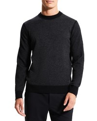 Theory Maden Merino Wool Crewneck Sweater In Blackpestle At Nordstrom