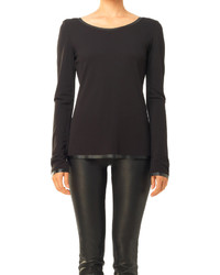 Max Studio High Twist Jersey Long Sleeve Pullover With Rubber Detail