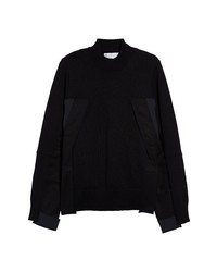 Sacai Mixed Media Sweater In Black At Nordstrom