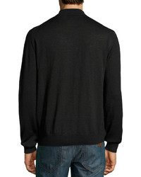 Neiman Marcus Mock Neck Wool Blend Sweater Black