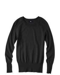 Mossimo Petites Long Sleeve Crew Neck Pullover Sweater Black Lp