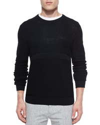 Vince Multi Stitch Crewneck Sweater Black