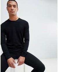 Bershka Muscle Fit Knitted Jumper In Black