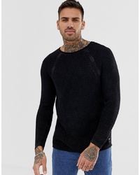 Replay Muscle Fit Mesh Jumper In Black