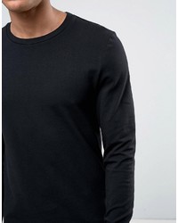 Asos Muscle Long Sleeve T Shirt With Crew Neck In Black