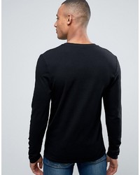 Asos Muscle Long Sleeve T Shirt With Crew Neck In Black