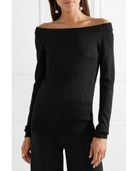 Michael Kors Collection Off The Shoulder Metallic Sweater