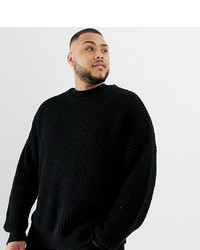 Collusion Plus Chunky Fisherman Rib Jumper With Crew Neck