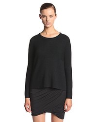 Helmut Lang Plush Wool Scoop Neck Highlow Pullover Sweater