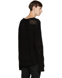 R 13 R13 Black Oversized Ripped Sweater