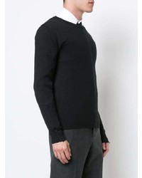 Thom Browne Relaxed Crewneck Pullover In Black Mercerized Merino