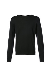 Thom Browne Relaxed Crewneck Pullover In Black Mercerized Merino