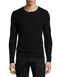 Ralph Lauren Ribbed Cashmere Button Shoulder Sweater Black