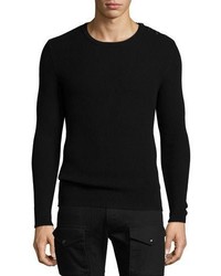 Ralph Lauren Ribbed Cashmere Button Shoulder Sweater Black