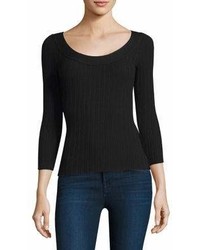 Milly Ribbed Scoop Neck Top
