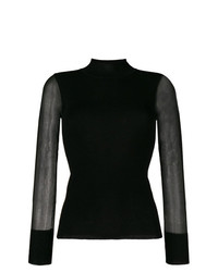 Edward Achour Paris Sheer Sleeves Ribbed Jumper