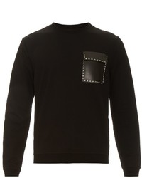 Fendi Stitched Leather Pocket Sweatshirt